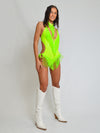 Beaded Bodysuit & Choker - Neon Green