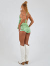 Backless Halterneck Top in Green Sequin