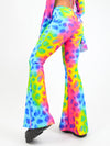 Flared Trousers with Scrunch Bum in Rainbow Cow Print