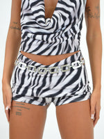 Fold Over Shorts in Zebra Print