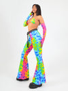 Flared Trousers with Scrunch Bum in Rainbow Cow Print