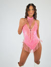 Beaded Bodysuit & Choker - Pink