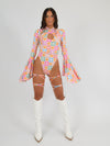 Cross Over Bodysuit in Daisy Flower Print