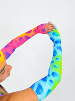 Sleeves with Thumbholes in Rainbow Cow Print