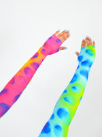 Sleeves with Thumbholes in Rainbow Cow Print