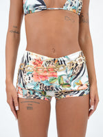 Fold Over Shorts in Animal Flower Print
