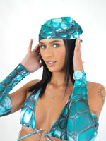 Bandana in Turquoise Crocodile Print