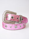 Pink Glitter Diamante Buckle Belt