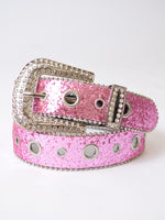 Pink Glitter Diamante Buckle Belt