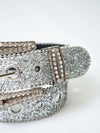 Silver Glitter Diamante Buckle Belt