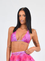 Bikini Top in Pink and Purple Devore