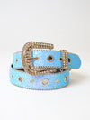 Blue Glitter Diamante Buckle Belt