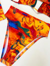 HIGH WAIST BIKINI BOTTOMS - TRIPPY ORANGE