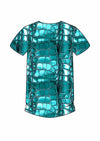 T-Shirt in Turquoise Crocodile Print