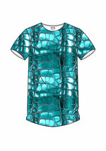 T-Shirt in Turquoise Crocodile Print