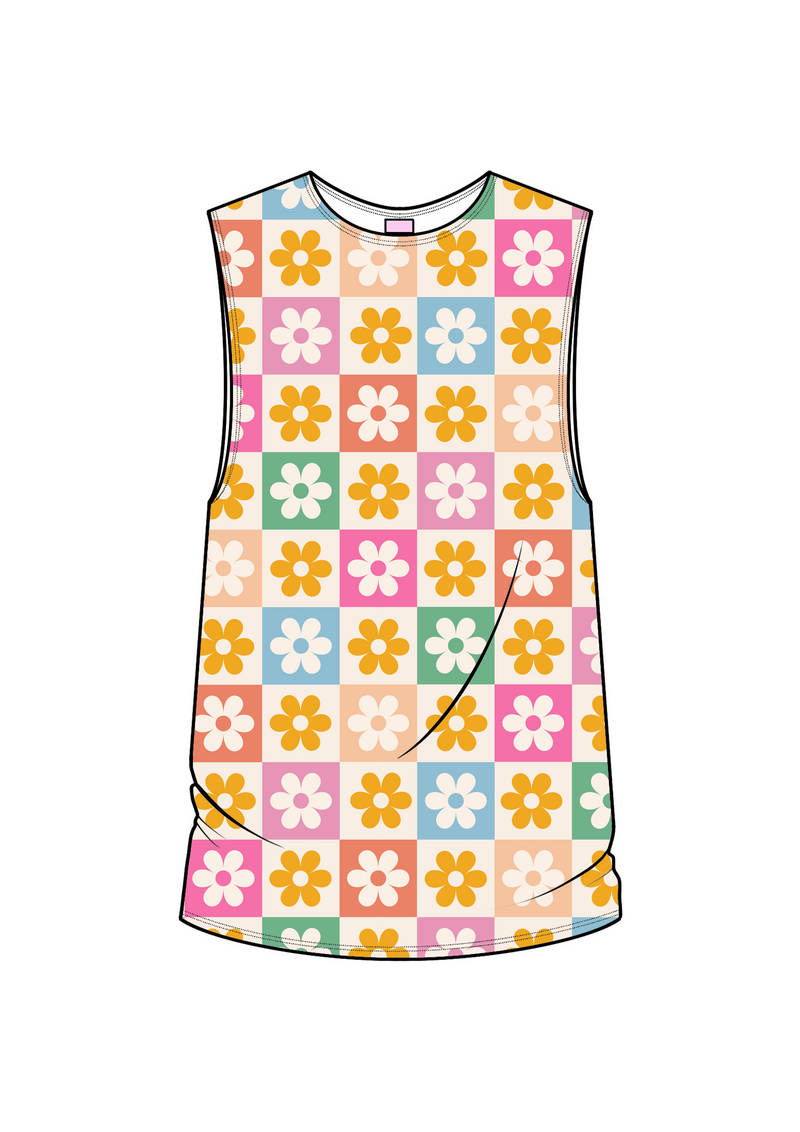 Mens Tank Top in Daisy Print